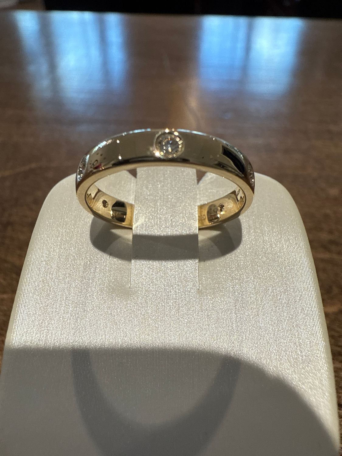 14k Yellow Gold 6 Flush Set Diamond Band .23 Ctw Sz 6.25 3mm
