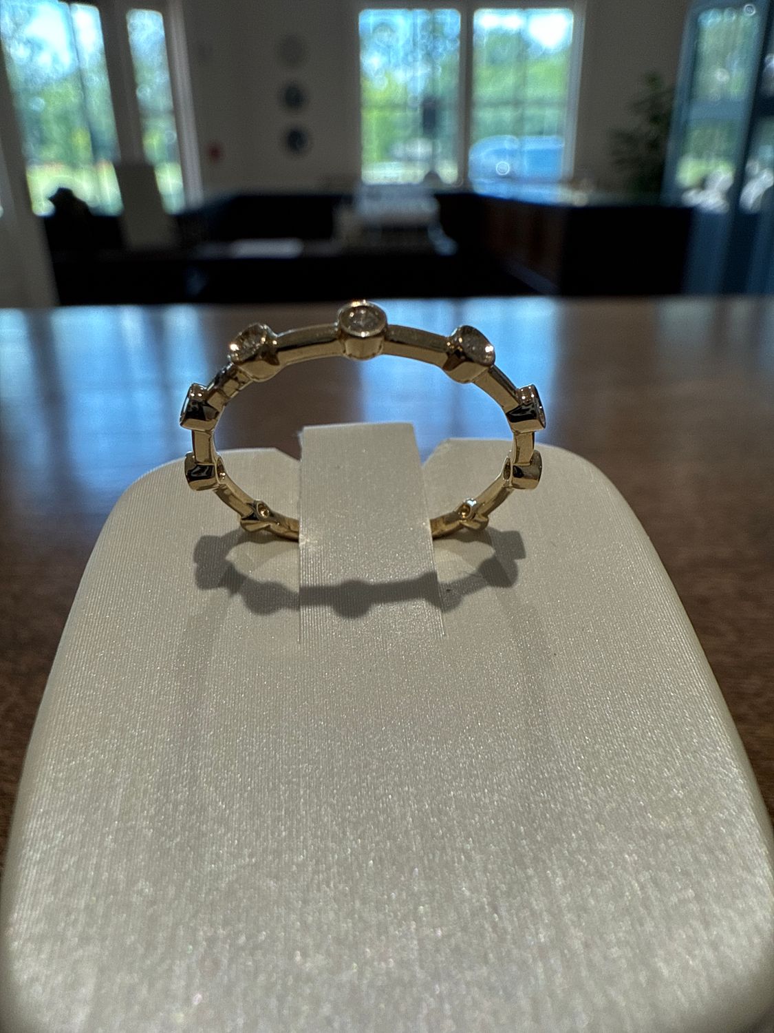 14k Yellow Gold 7 Bezel Set Diamond Stacker Ring