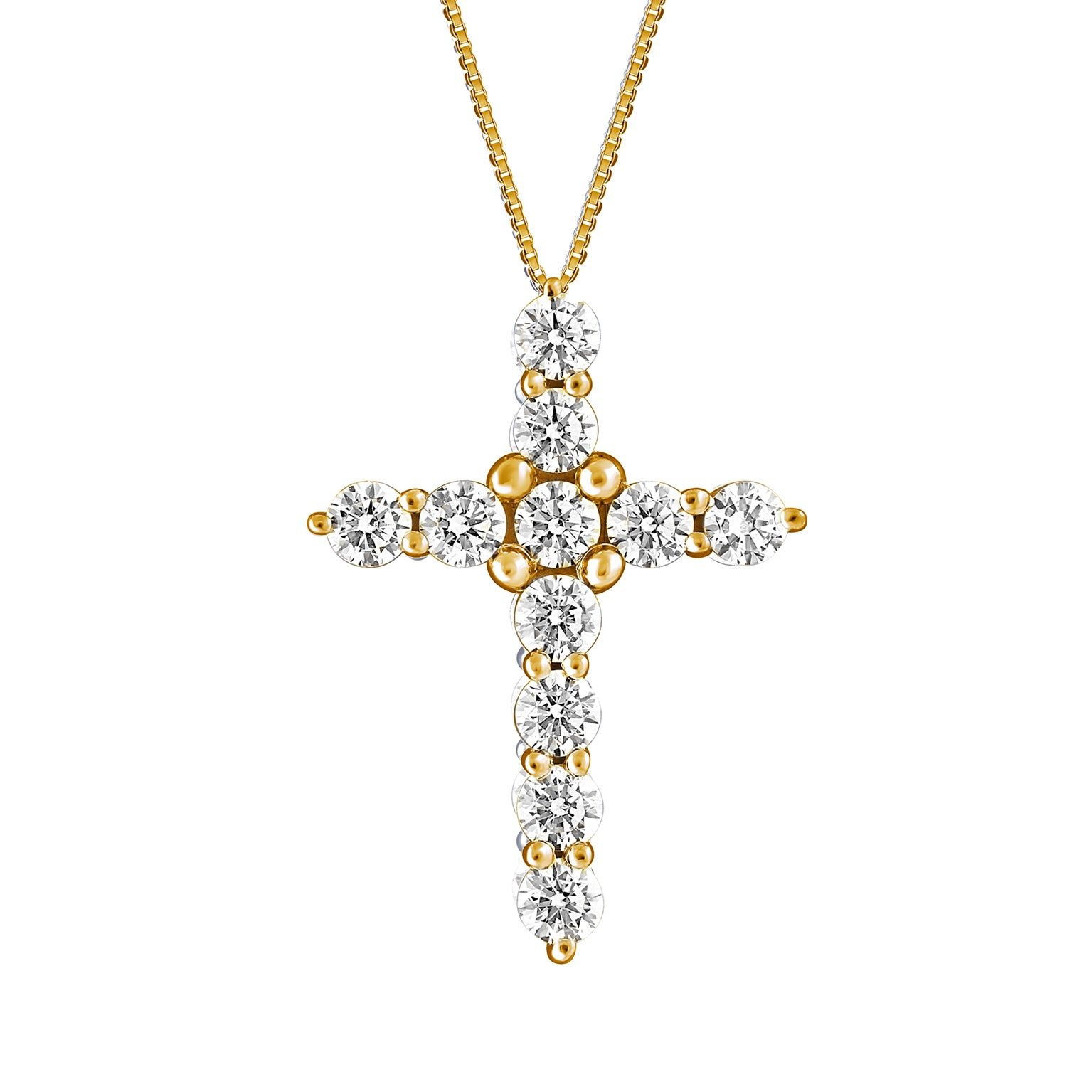 14k Yellow Gold .25ct Diamond Cross Necklace 18&quot;