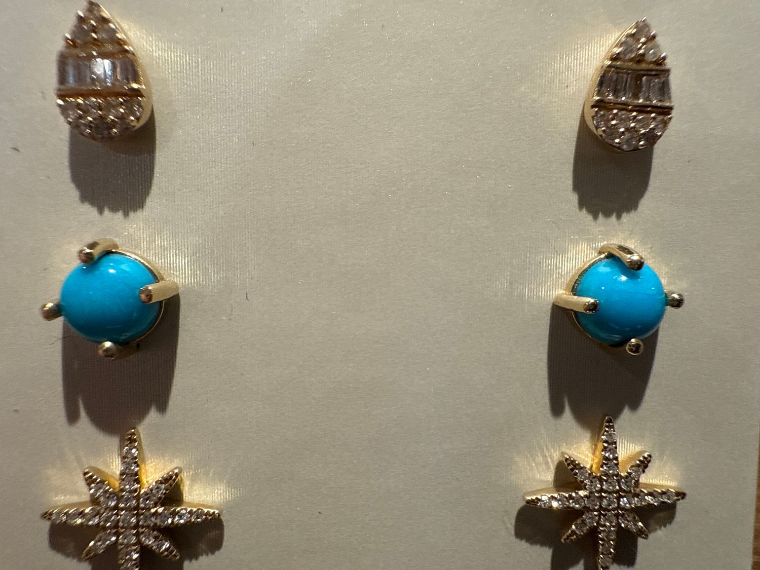 14k Yellow Gold 5mm Turquoise Stud Earrings