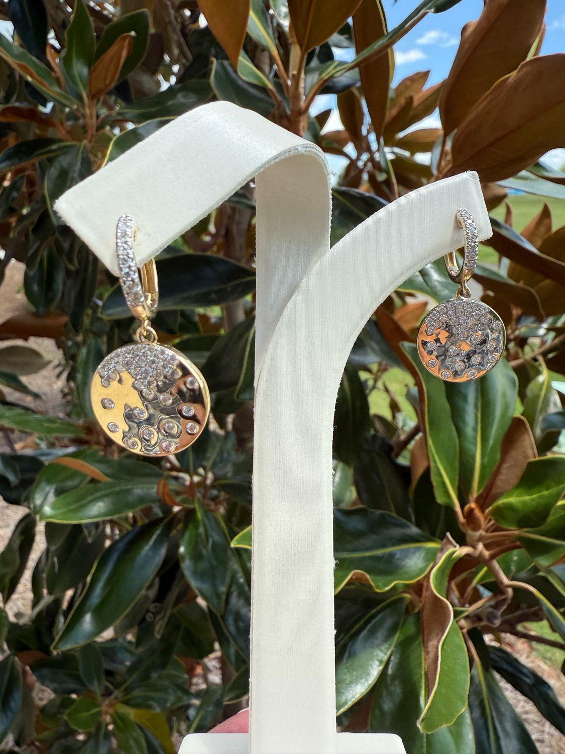 14K Yellow Gold Confetti Diamond Earrings D:1.0ct