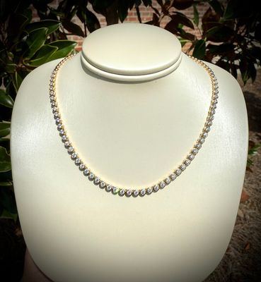 14k Yellow Gold Diamond Bezel Set Necklace D:5.0ctw