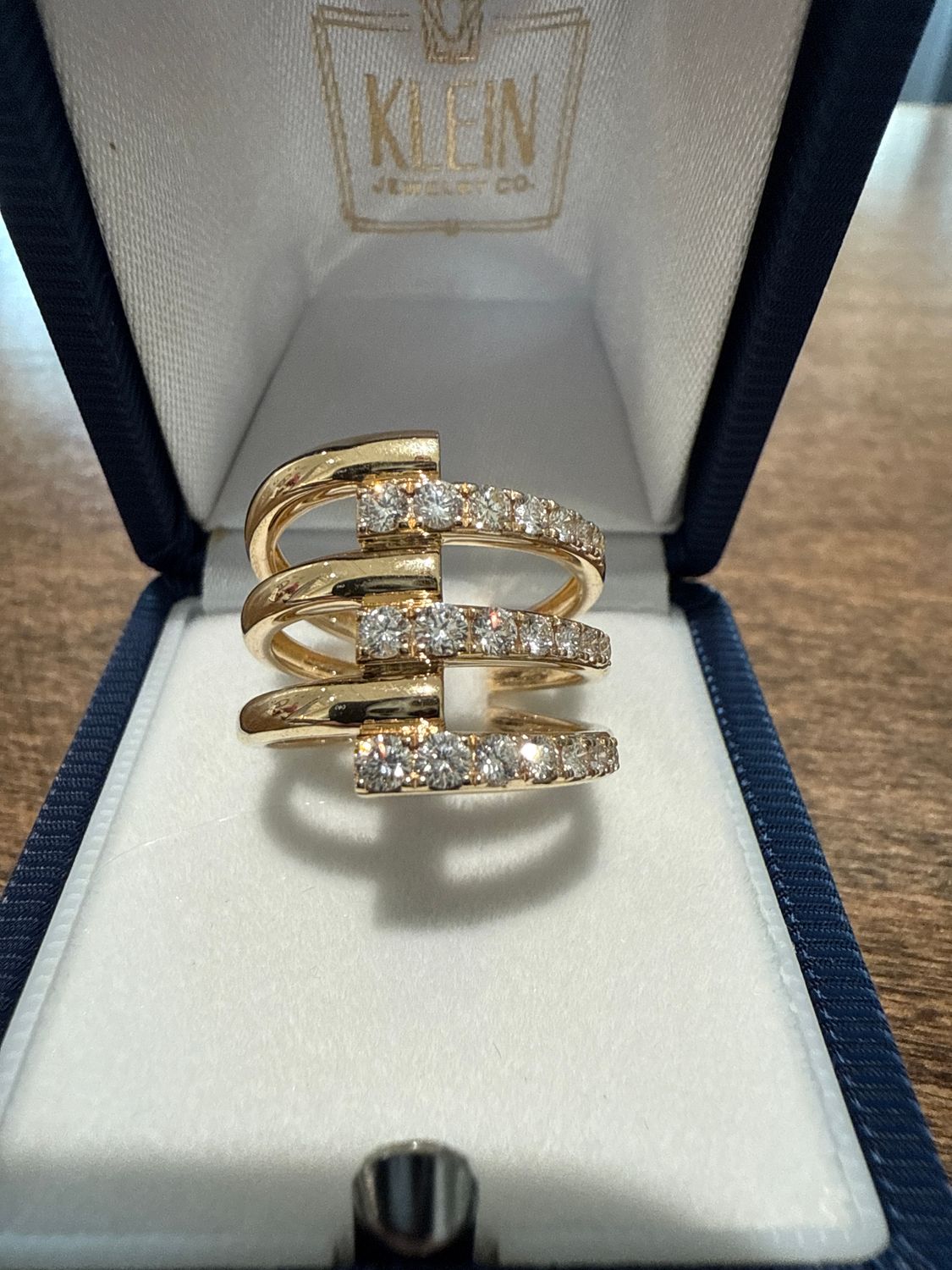 14K Yellow Diamond Open Crossover Ring D:.80ct Sz 7
