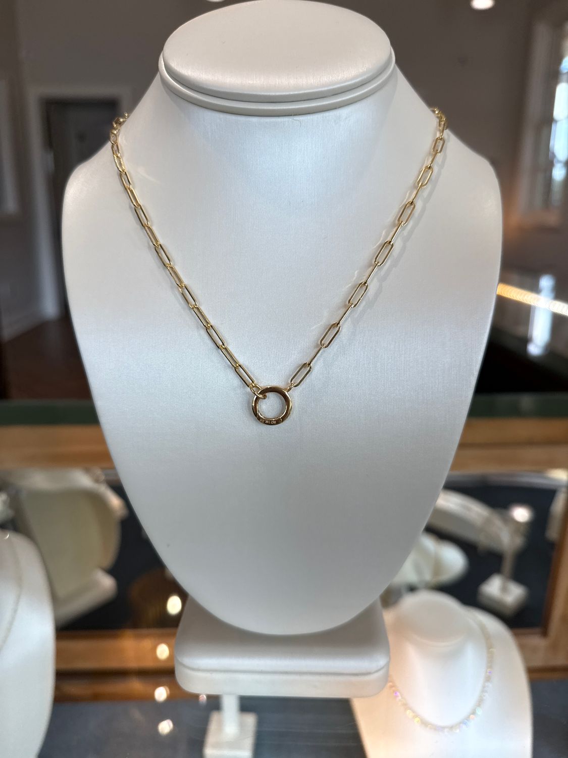 14K Gold 3.2mm Charm Clasp Paperclip Necklace