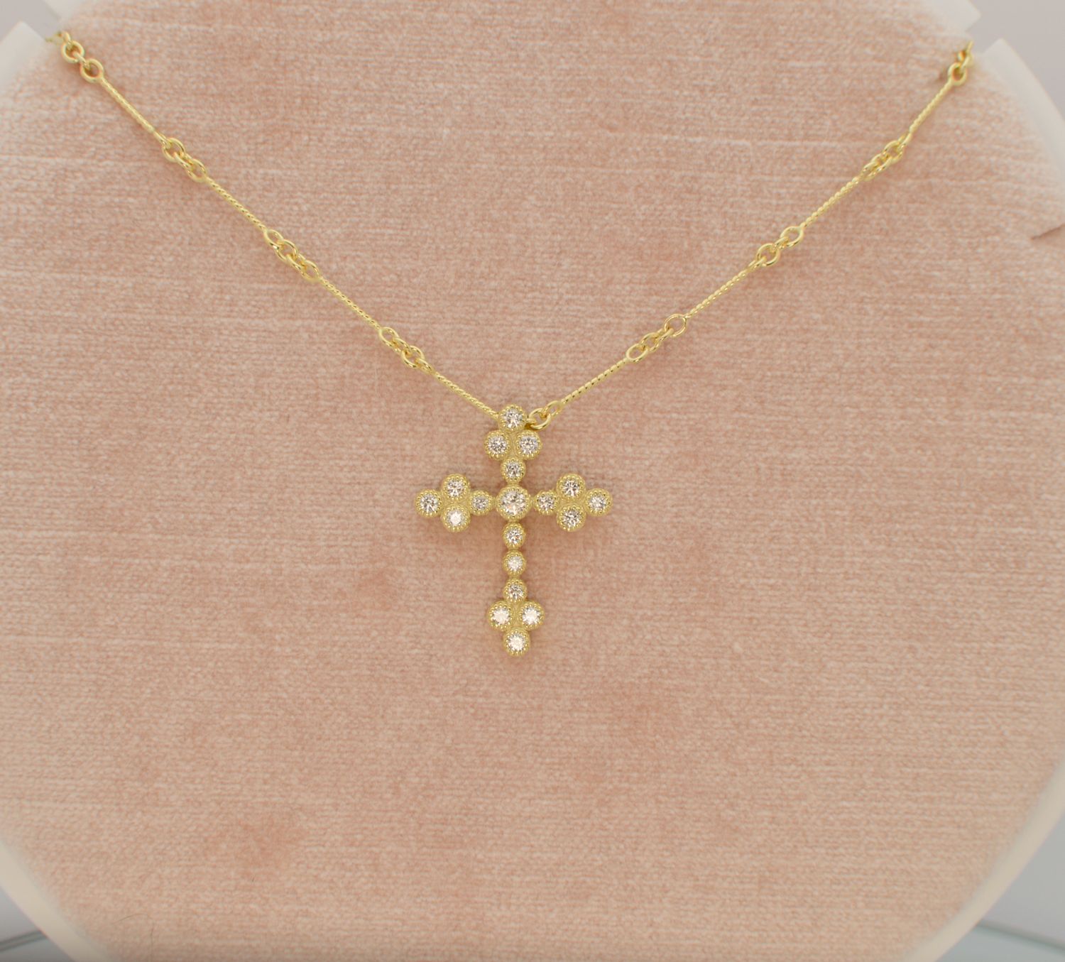 14K Green Gold Diamond Cross .61ctw Pendant Only