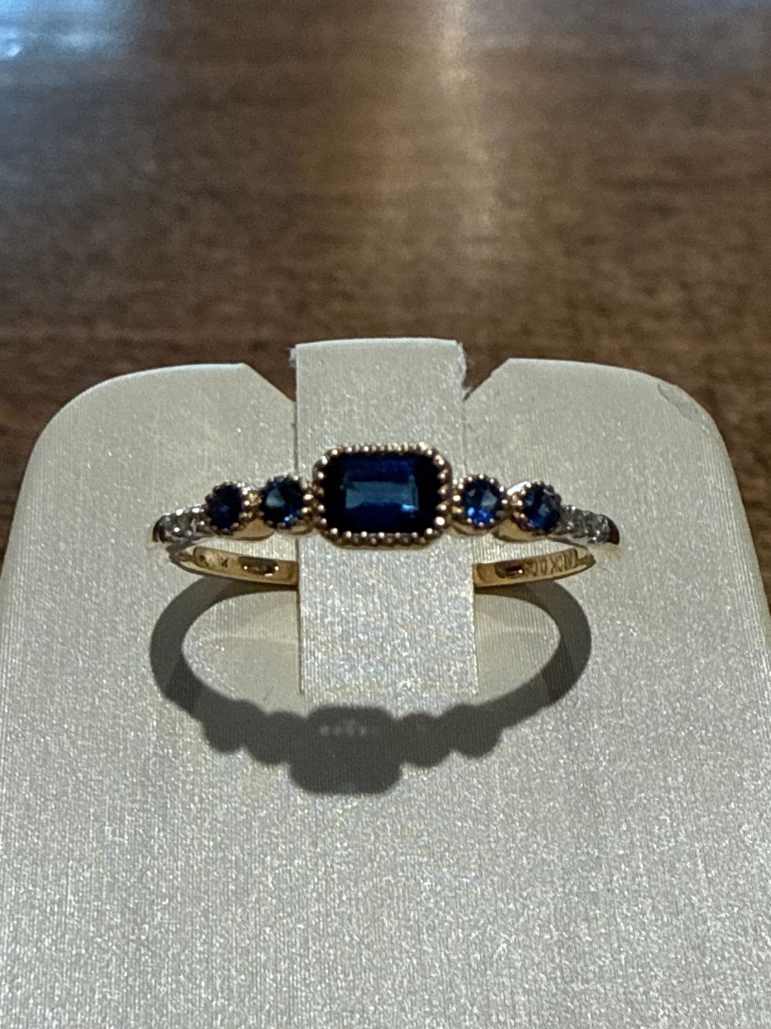 10k  Yellow Gold Sapphire and Diamond Band- Sapp 0.4ct Dia 0.04
