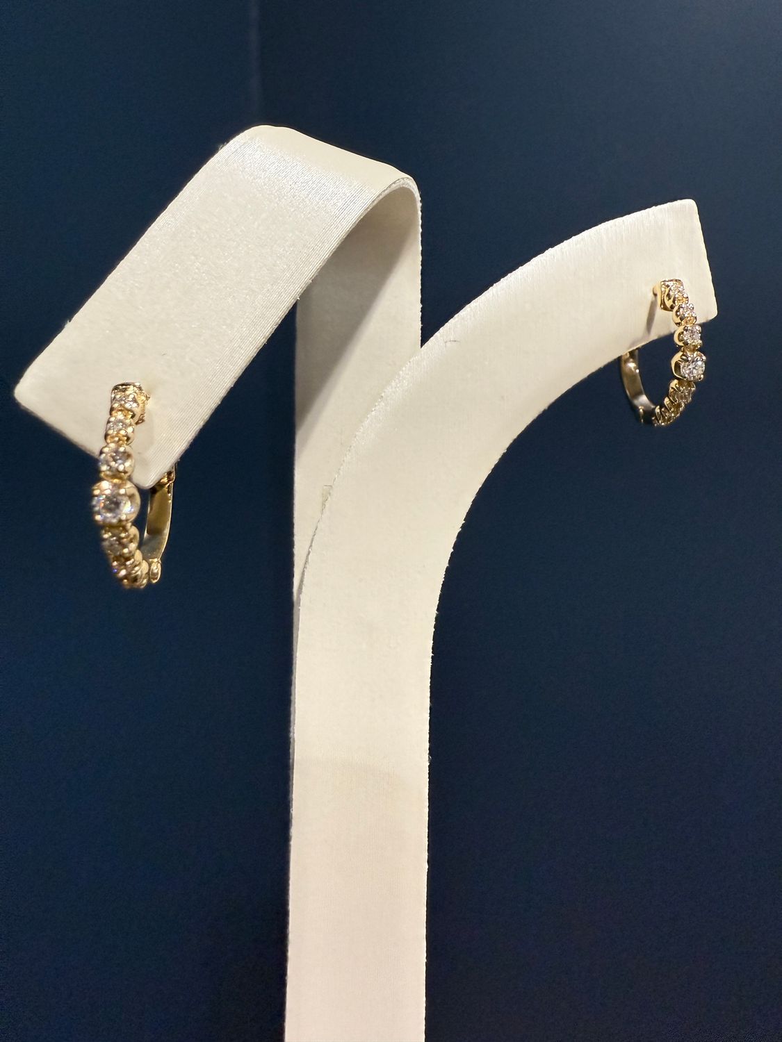 14k Yellow Gold Diamond Huggie Hoops 15mm 0.30ctw