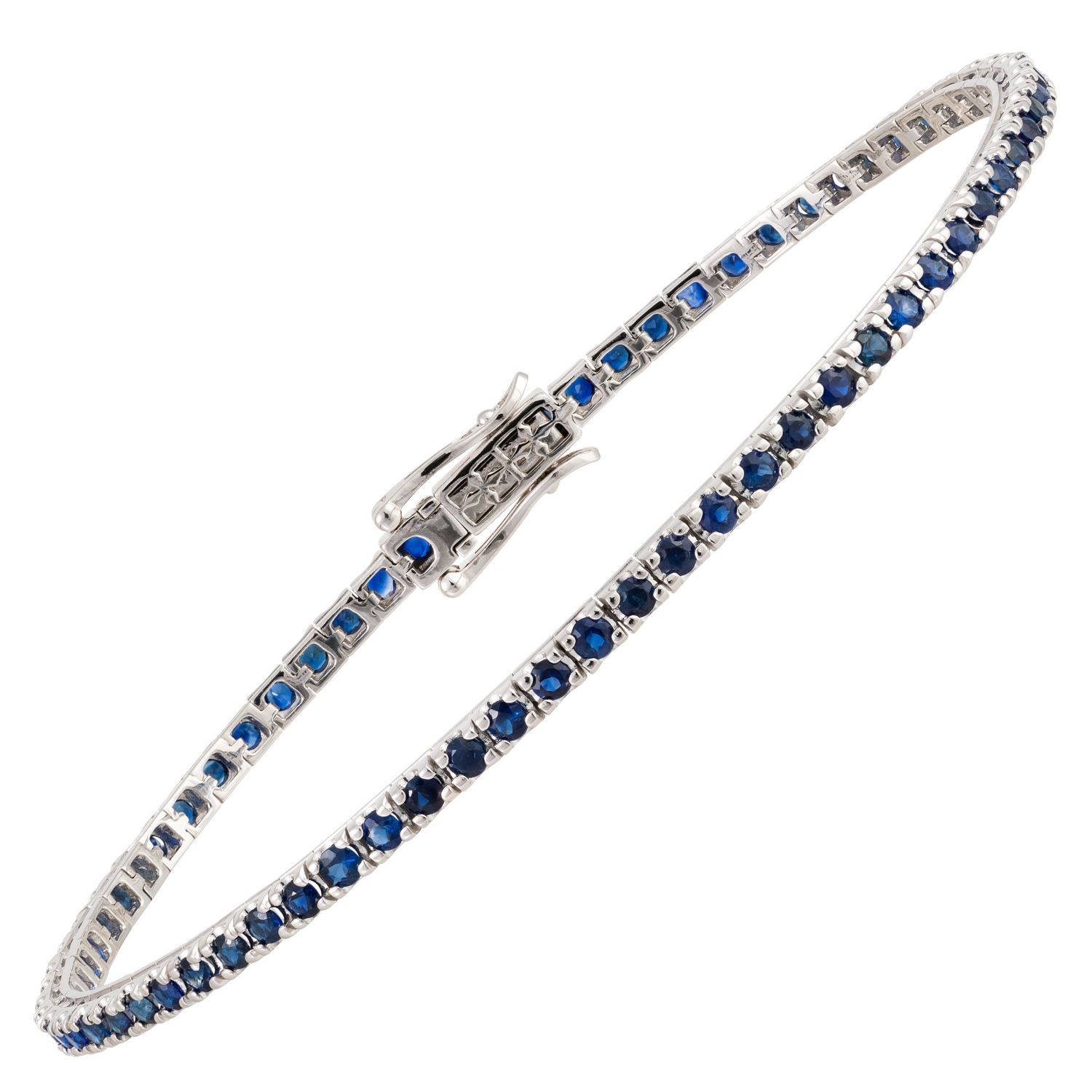 18k White Gold Sapphire Tennis Bracelet 2.5ct Sapp