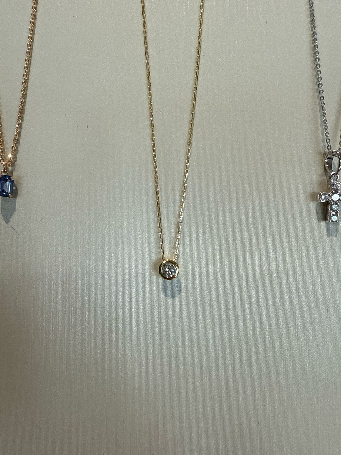 18k Yellow Gold Bezel Set Diamond Drop Necklace .10ctw