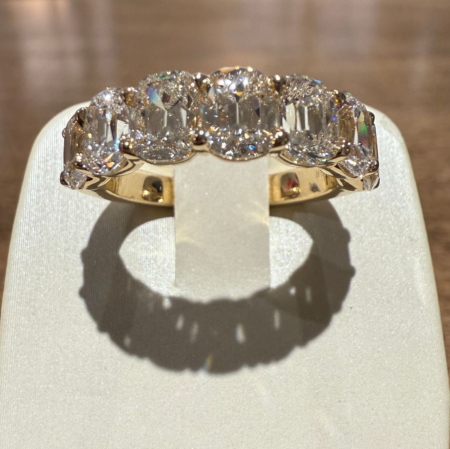 14k Yellow Gold 7 Antique Cut Lab Grown Diamond Band 3.62ctw