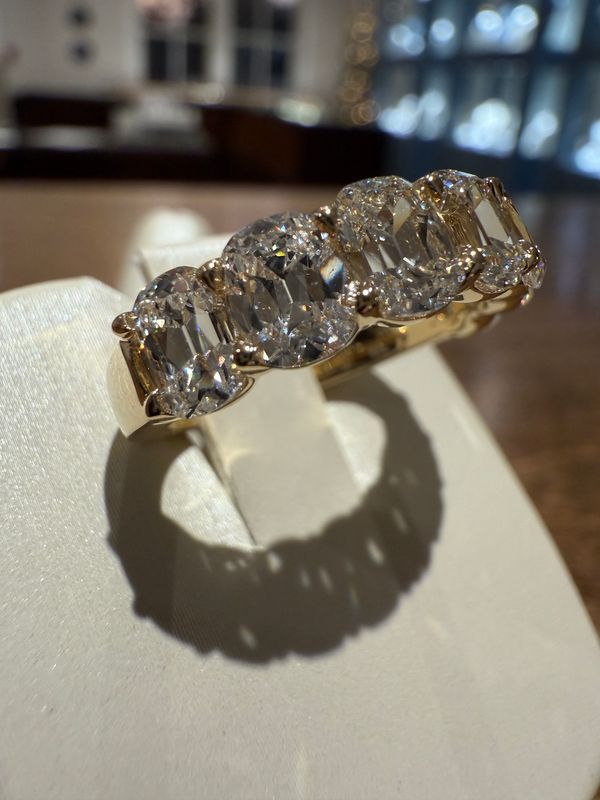 14k Yellow Gold 7 Antique Cut Lab Grown Diamond Band 3.62ctw