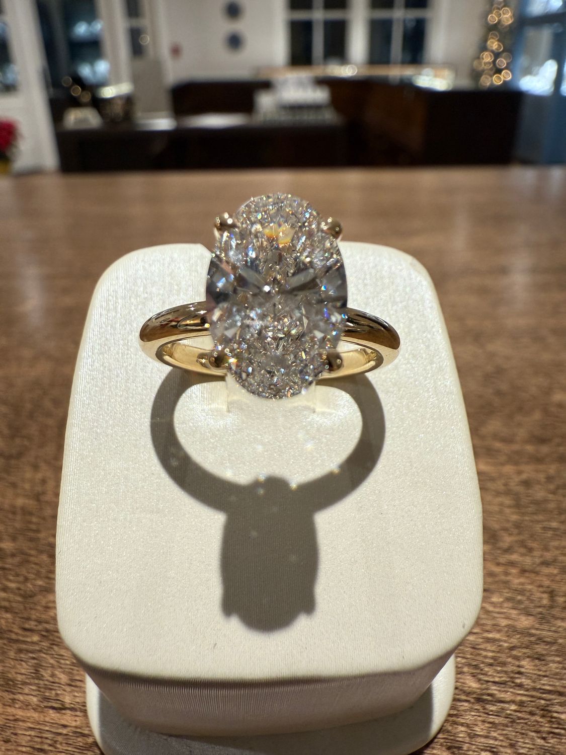 14k Yellow Gold 3.08 Ct Lab Grown Oval Diamond Solitare Engagement with Hidden Halo 3.18ctw E VVS2
