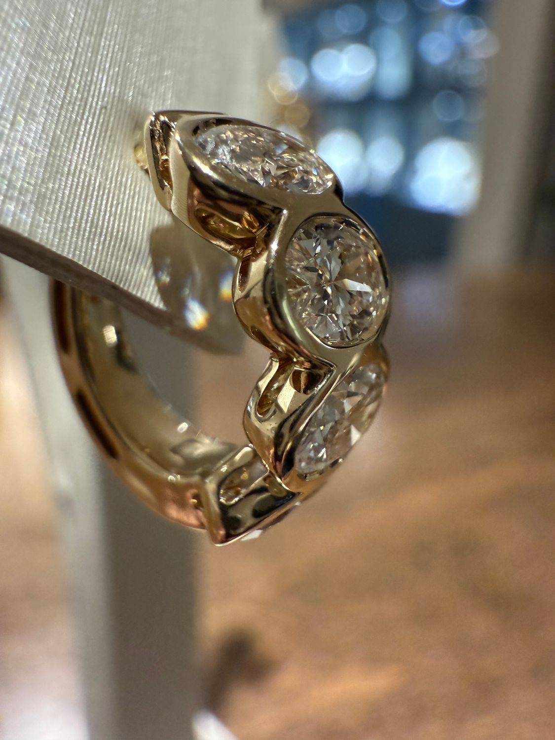 14k Yellow Gold 4 Stone Oval Bezel Set Lab Grown Huggie Earrings 2ctw