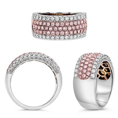 18k White and Rose Gold Pink Diamond Fashion Ring 1.16ctw