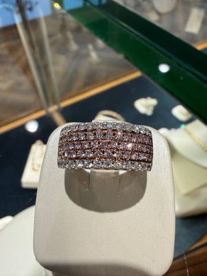 18k White and Rose Gold Pink Diamond Fashion Ring 1.16ctw