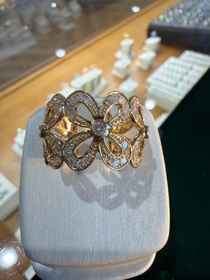 14k Yellow Gold Diamond Flower Ring 1.34ctw