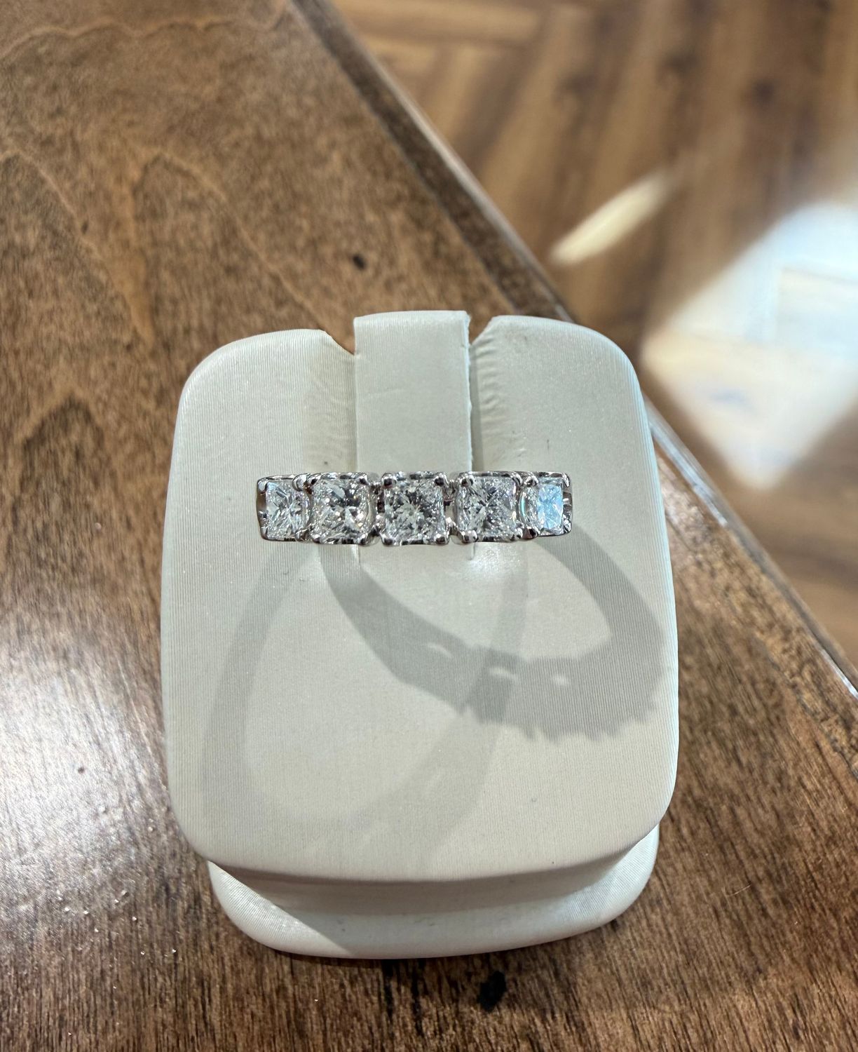 14k White Gold 5 Stone .82ctw Princess Cut Diamond Band