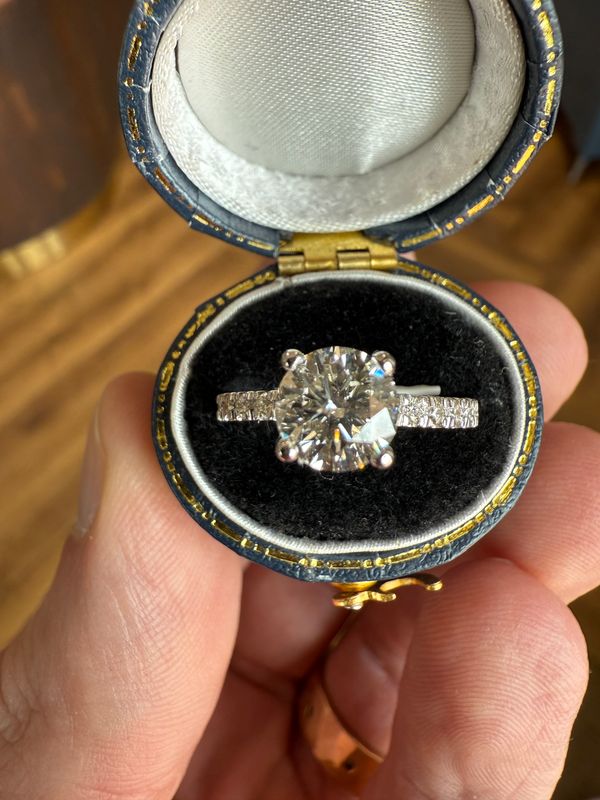 14k White Gold 1.20ct Round Briliant GIA Center Engagement Ring LI1 1.39ctw