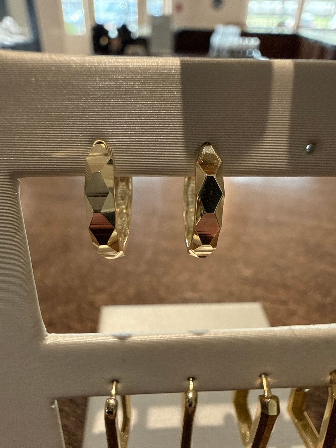 10k Yellow Wide Diamond Cut Hoop Earrings