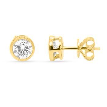 14k Yellow Gold 1.00ctw Bezel Round Lab Grown Studs