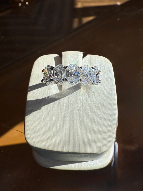 14k White Gold 5 Stone Oval Shape Lab Grown Diamond Band 2.035ctw