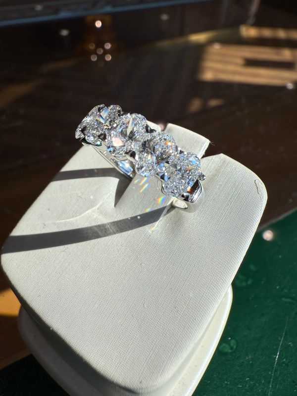 14k White Gold 5 Stone Oval Shape Lab Grown Diamond Band 2.035ctw