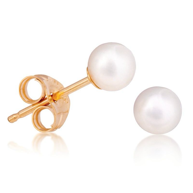 14k Yellow Gold 8mm Freshwater Pearl Stud Earrings