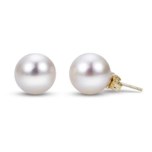 14k Yellow Gold 8mm Freshwater Pearl Stud Earrings