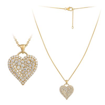 18k Yellow Gold Diamond Heart Pendant Necklace  D:1.84ctw