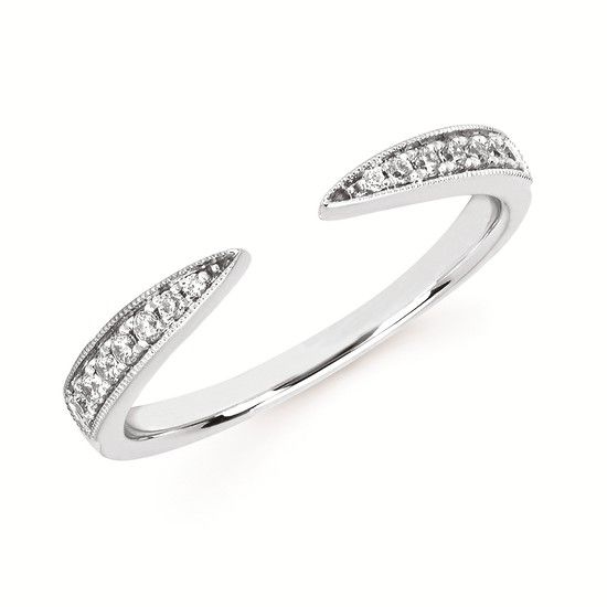 14k White Gold Tapered Wrap Diamond Band 0.13ctw