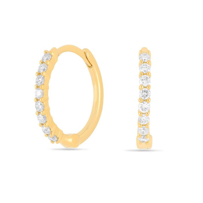 14k Yellow Gold Huggie Hoop with  .21ctw diamonds