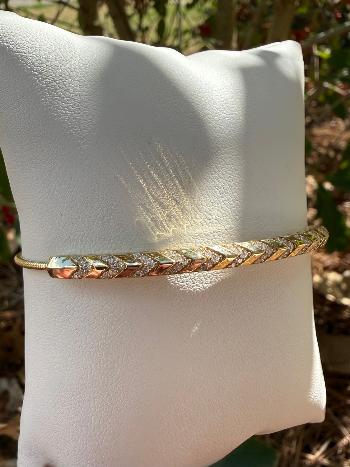 14K Yellow Gold Flex Bangle  with .40ctw Diamond in Chevron Shape