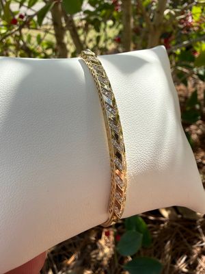 14K Yellow Gold Flex Bangle  with .40ctw Diamond in Chevron Shape