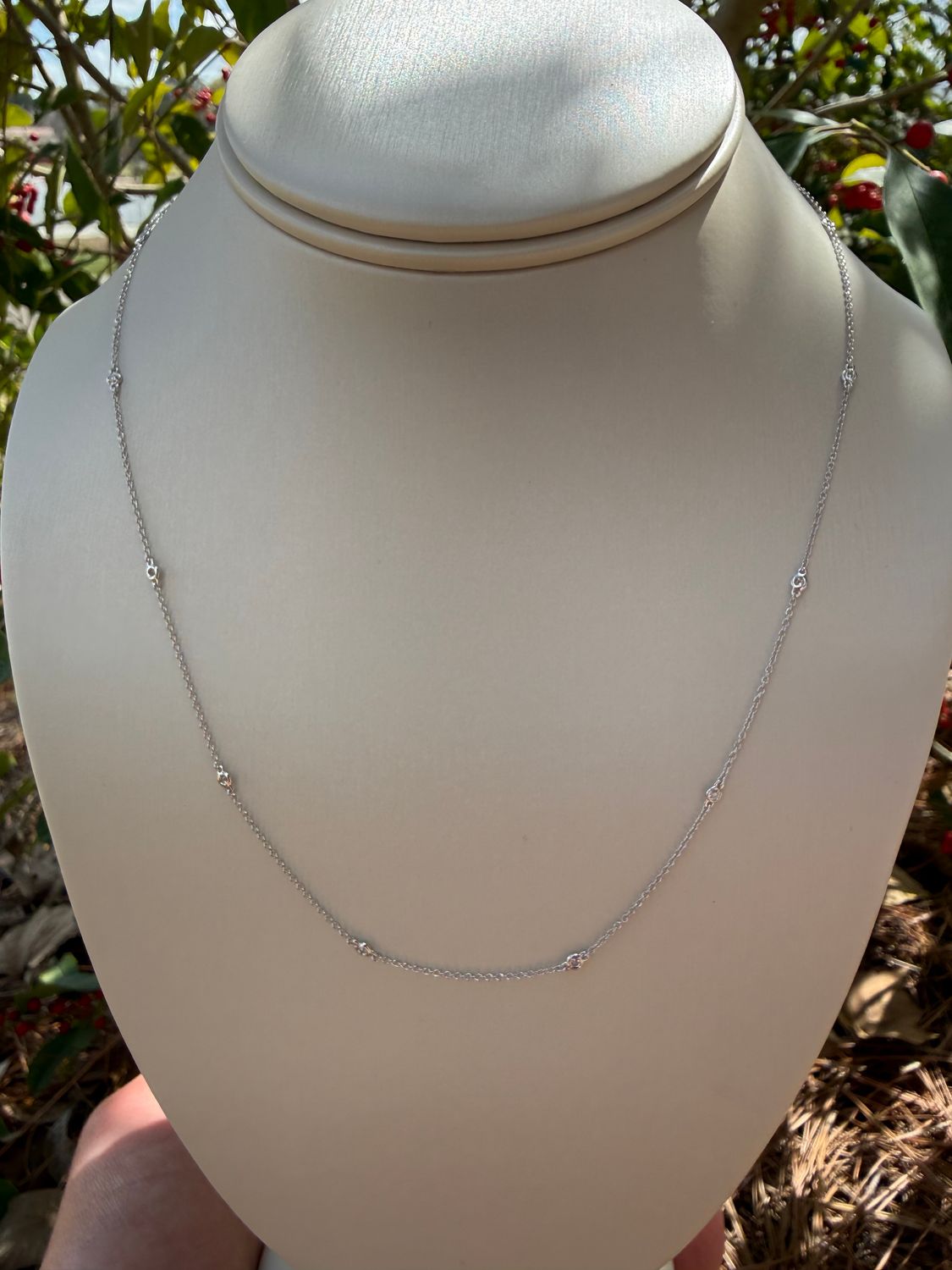 14k White Gold DBY Necklace .19ctw Diamonds