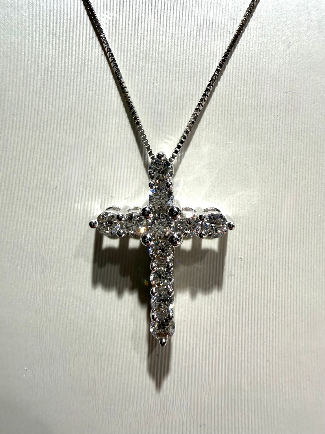14k White Gold Cross Necklace with 3/4ctw Diamonds