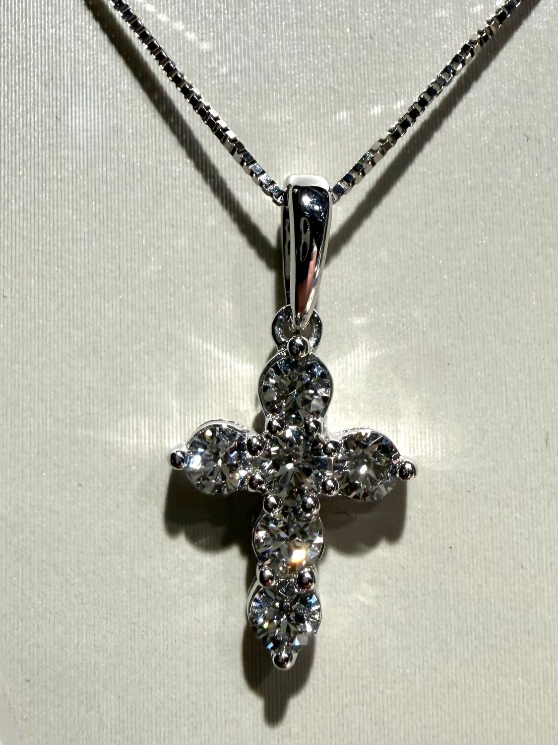14k White Gold Cross Necklace with 1/2ctw Diamonds