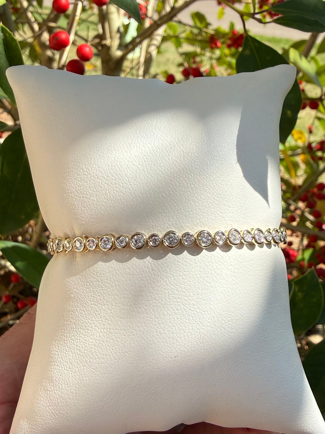 14k Yellow Gold Flex Bangle  with .70ctw Bezel Set Diamonds