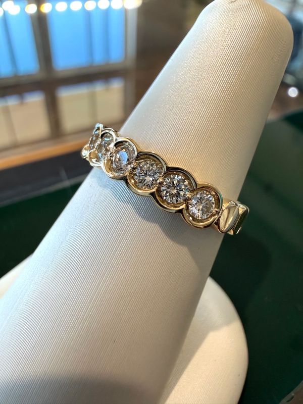 14k Yellow Gold Band with .51ctw Bezel set Diamonds