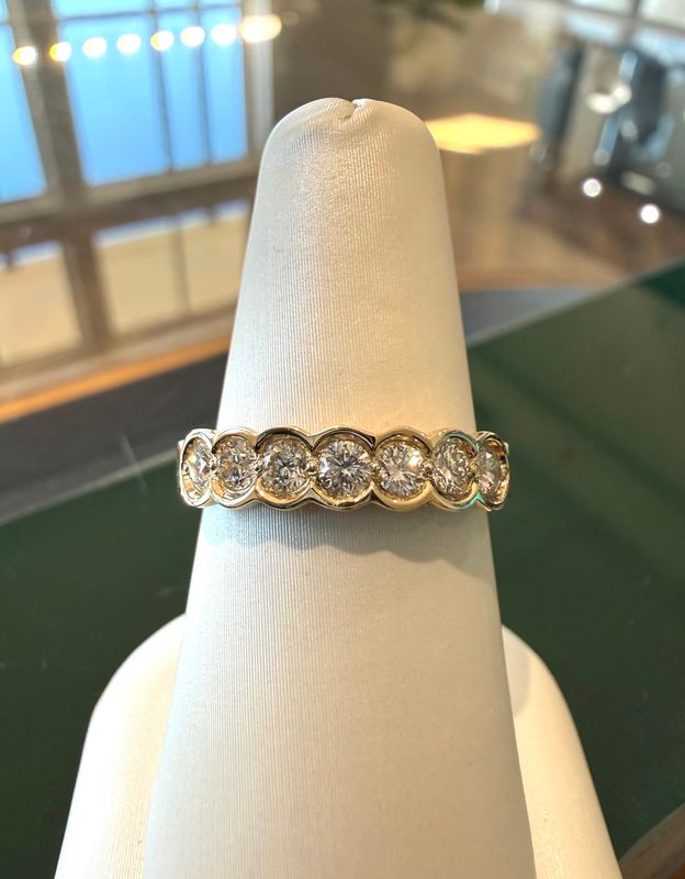14k Yellow Gold Band with .51ctw Bezel set Diamonds