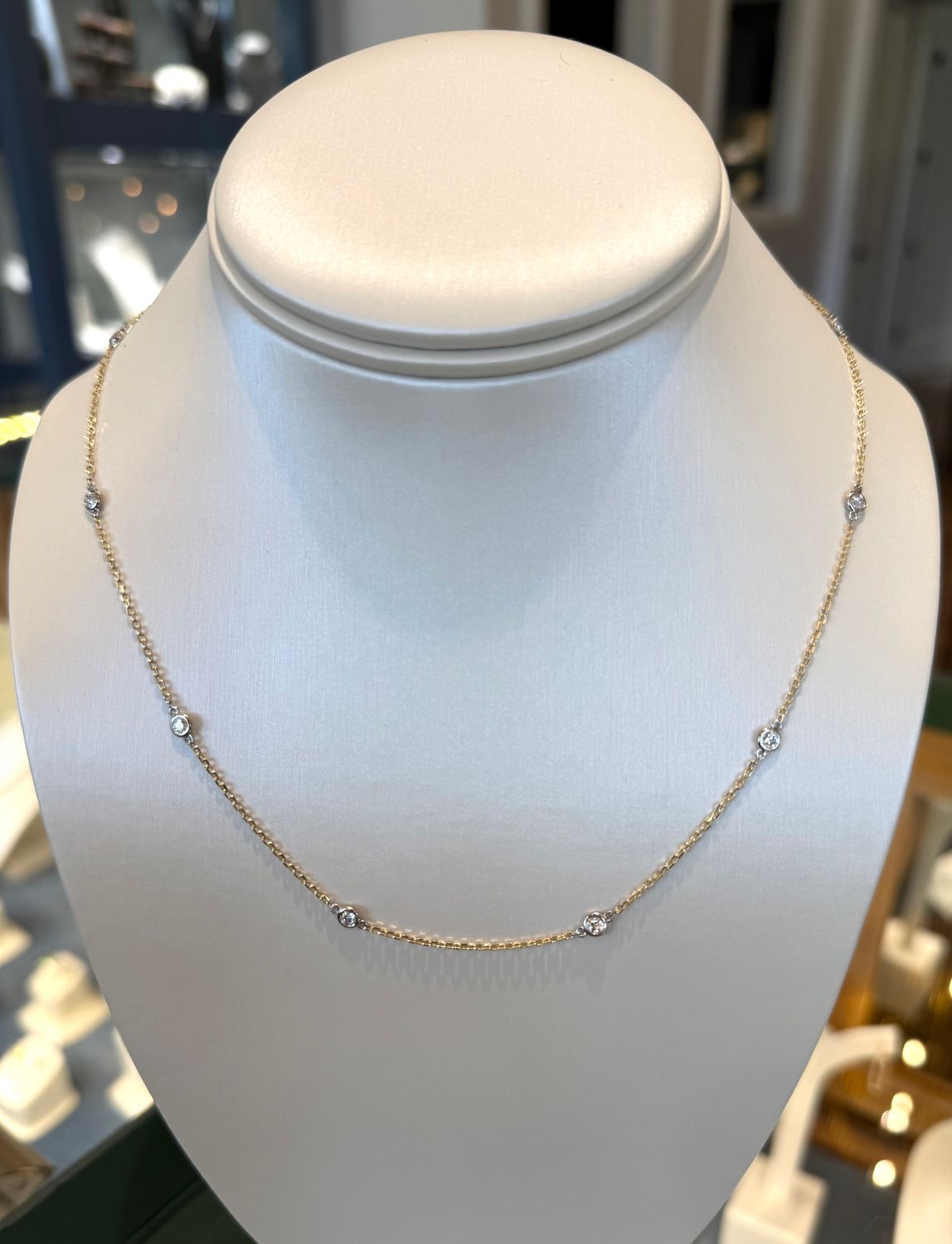 14K Yellow/White Diamonds By The Yard Necklace with .56ctw Diamonds 18”