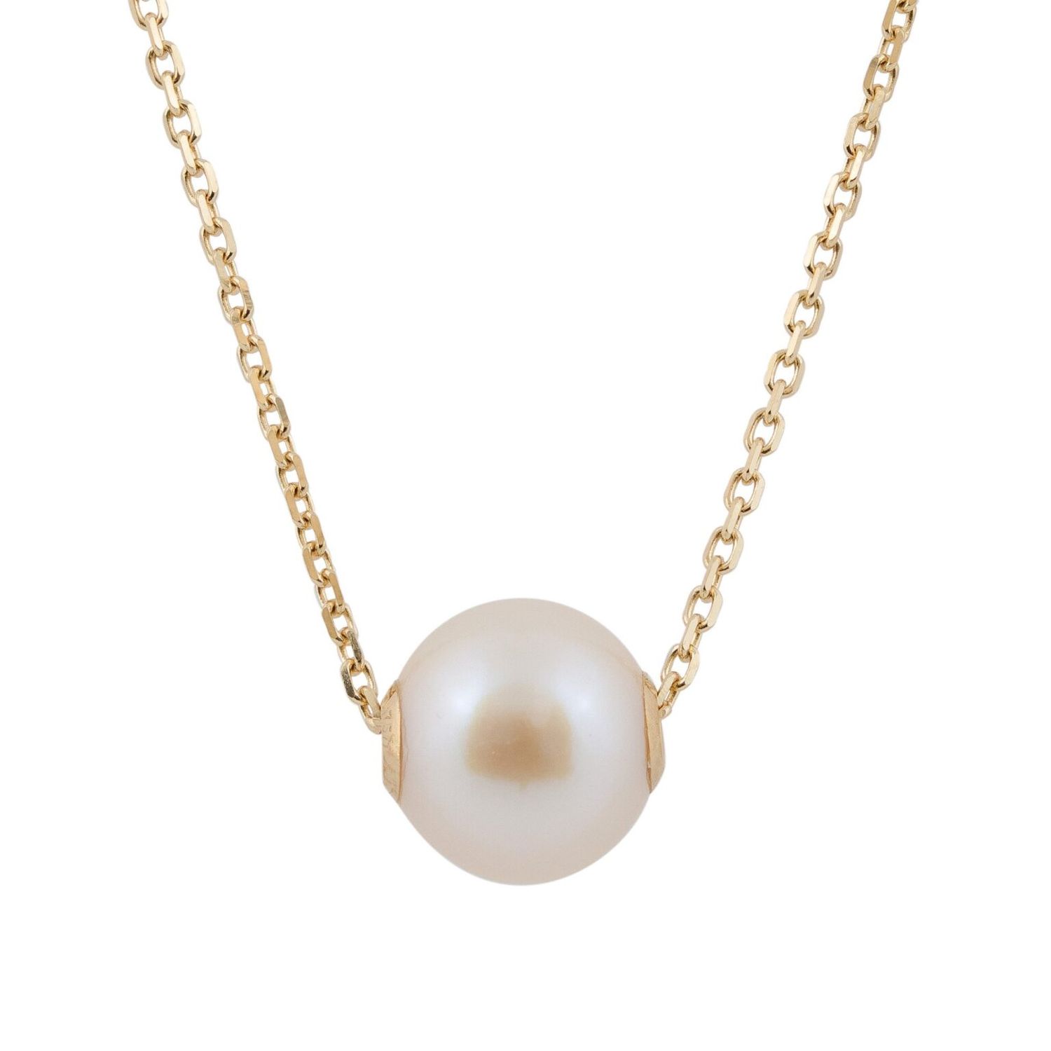 14k Yellow Gold 7mm Freshwater Pearl Pendant on 18" Chain