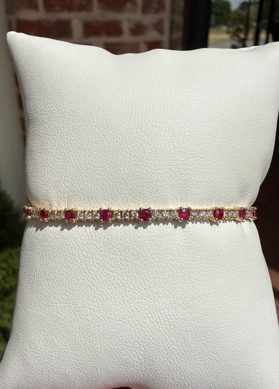 14k Yellow Gold Diamond and Ruby Flex Bangle Dia:0.46ct Ruby: 0.60ct