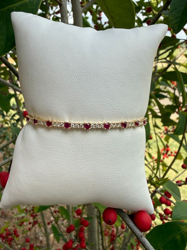 14k Yellow Gold Diamond and Ruby Flex Bangle Dia:0.46ct Ruby: 0.60ct