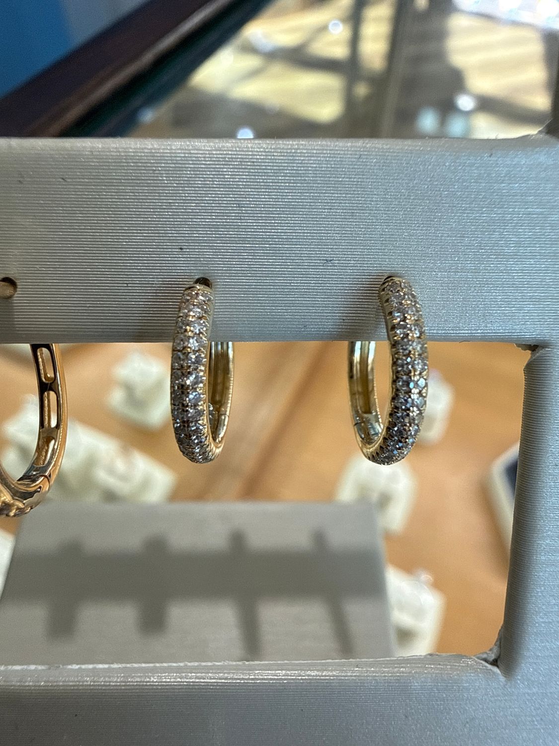 14k Yellow Gold Diamond Pave Small Hoop Earrings 0.18ctw