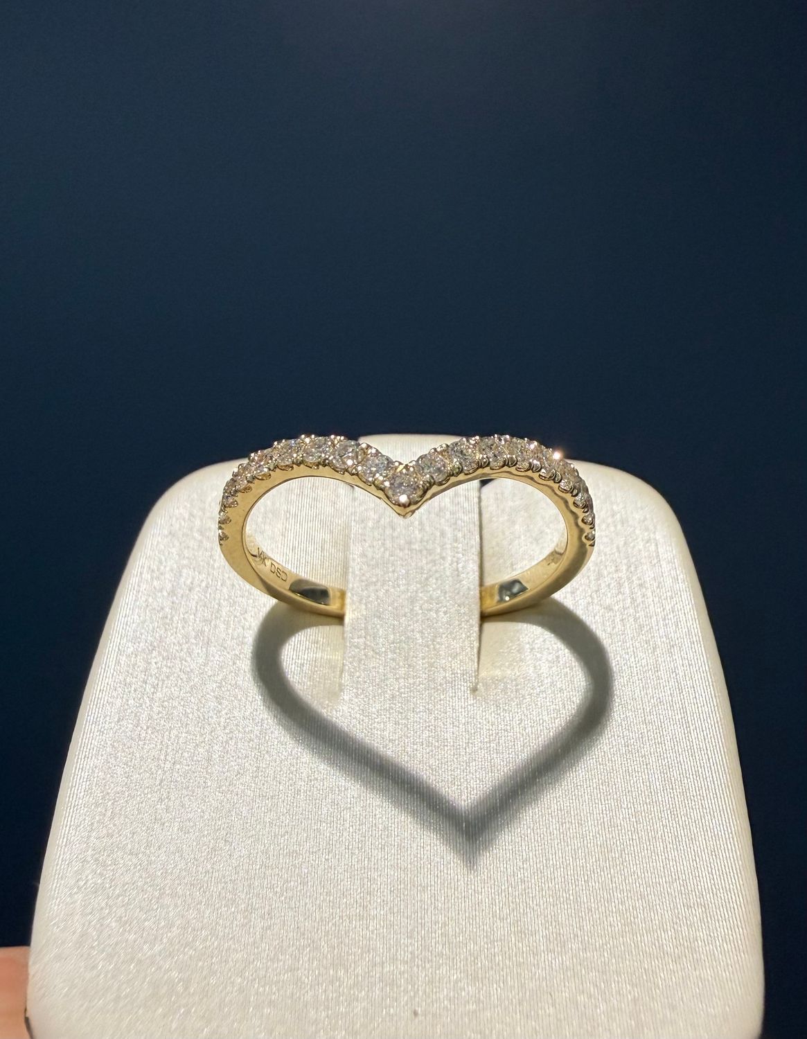 14k Yellow Gold Lab Grown Diamond .30ctw Chevron Shape Wedding Band