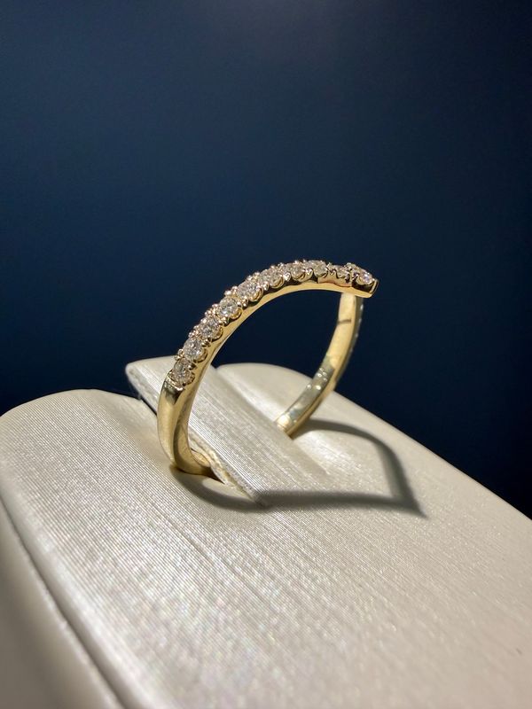 14k Yellow Gold Lab Grown Diamond .30ctw Chevron Shape Wedding Band