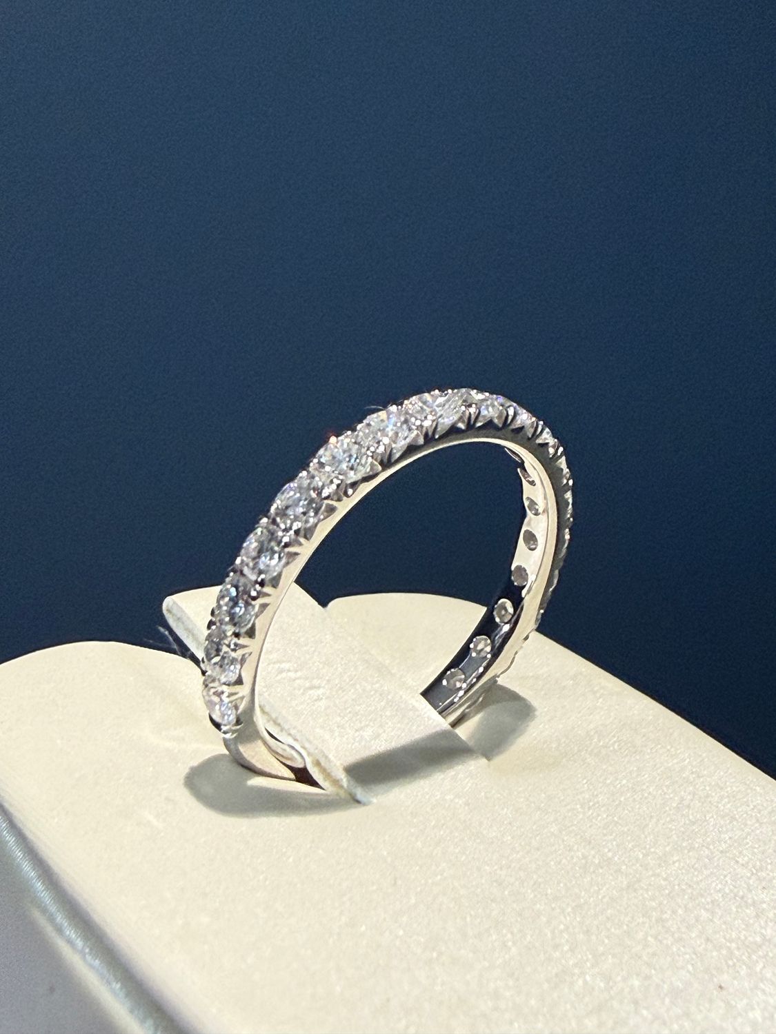 14k White Gold 1.00ctw Lab Grown Diamond Wedding Band 3/4 Way Around