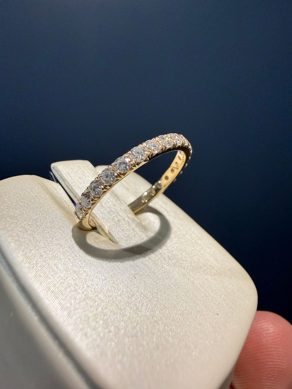 14k Yellow Gold .75ctw Lab Grown Diamond Wedding Band 3/4 way around