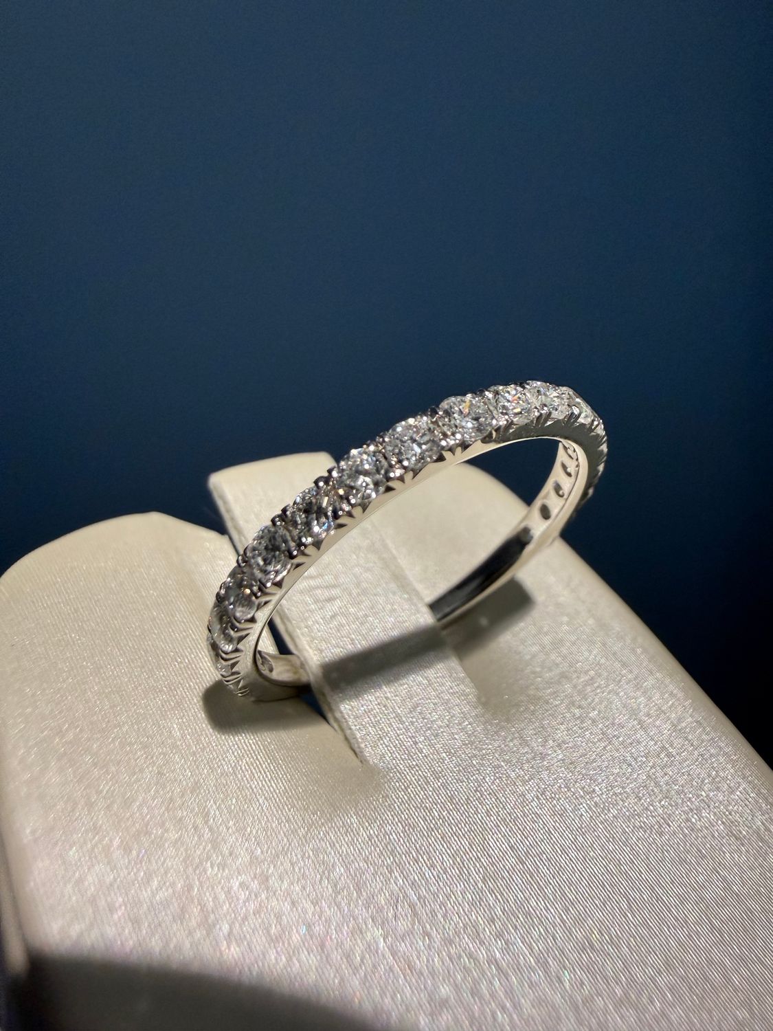 14 K White Gold .75ctw Lab Grown Diamond Wedding Band 3/4 way