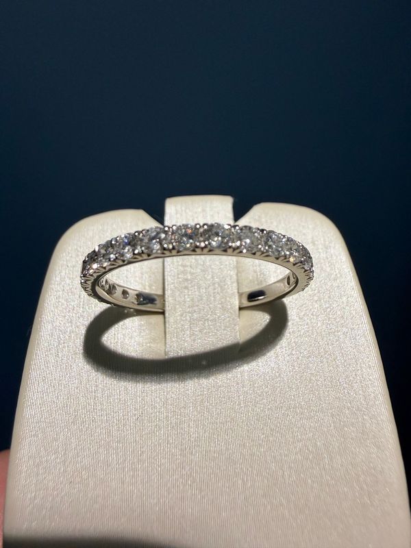 14 K White Gold .75ctw Lab Grown Diamond Wedding Band 3/4 way